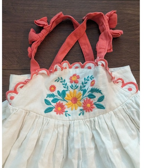 Haute Hippie Embroidered Dress Coral Trim‎ Sleeveless Sundress 2T - Picture 2 of 5